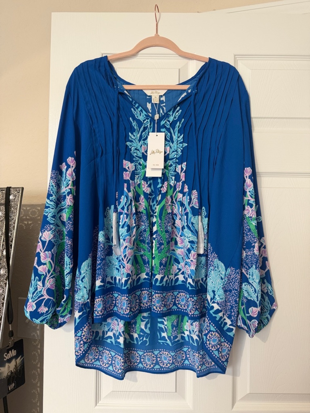 Lilly Pulitzer Royal Blue Floral Peasant Tunic